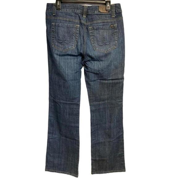 CW Jeans by Christopher Webb Women's Embellished Pocket Bootcut Blue Denim 12 - Picture 1 of 3
